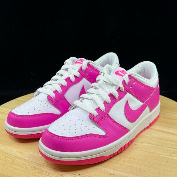Nike Dunk Low (GS) White Pink Laser Fuchsia FB9109-102 Size 5Y Women 6.5 - Picture 2 of 10